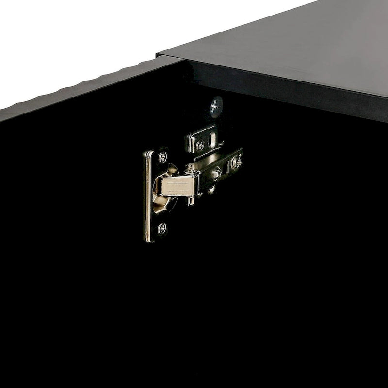 Credenza bianca/nera da 47" a 3 ante con gambe dorate e ripiani regolabili
