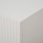 Credenza bianca/nera da 47" a 3 ante con gambe dorate e ripiani regolabili