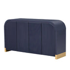 Mobile contenitore a 4 ante con pannelli ondulati – Blu navy / Bianco / Nero, ripiani regolabili, per 1 stanza