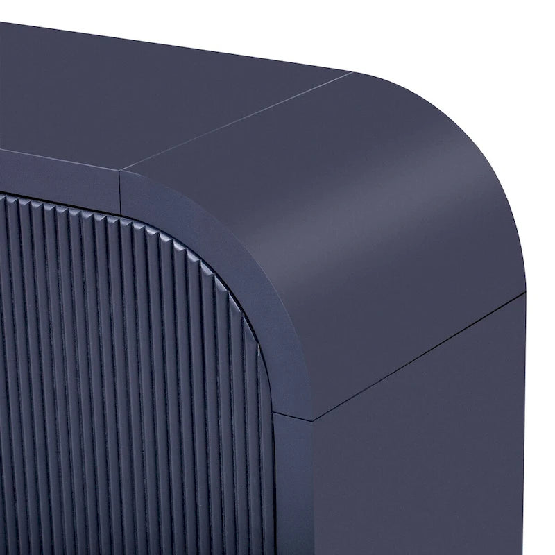 Mobile contenitore a 4 ante con pannelli ondulati – Blu navy / Bianco / Nero, ripiani regolabili, per 1 stanza