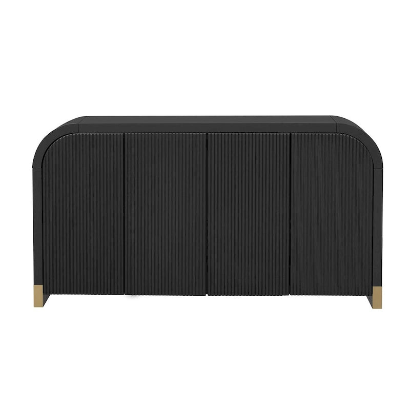 Mobile contenitore a 4 ante con pannelli ondulati – Blu navy / Bianco / Nero, ripiani regolabili, per 1 stanza