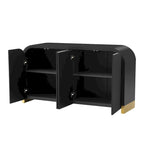 Mobile contenitore a 4 ante con pannelli ondulati – Blu navy / Bianco / Nero, ripiani regolabili, per 1 stanza