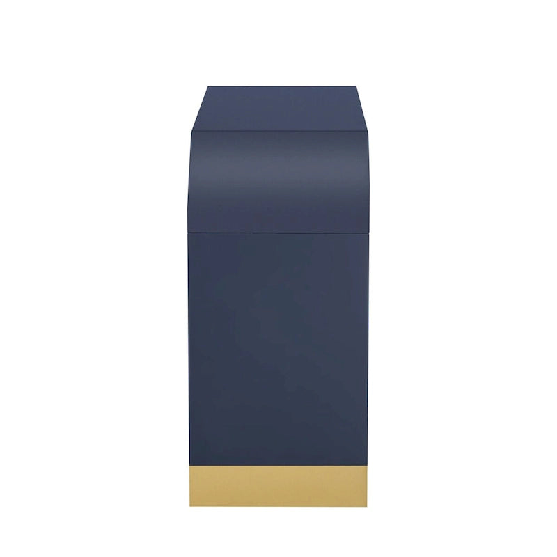 Mobile contenitore a 4 ante con pannelli ondulati – Blu navy / Bianco / Nero, ripiani regolabili, per 1 stanza