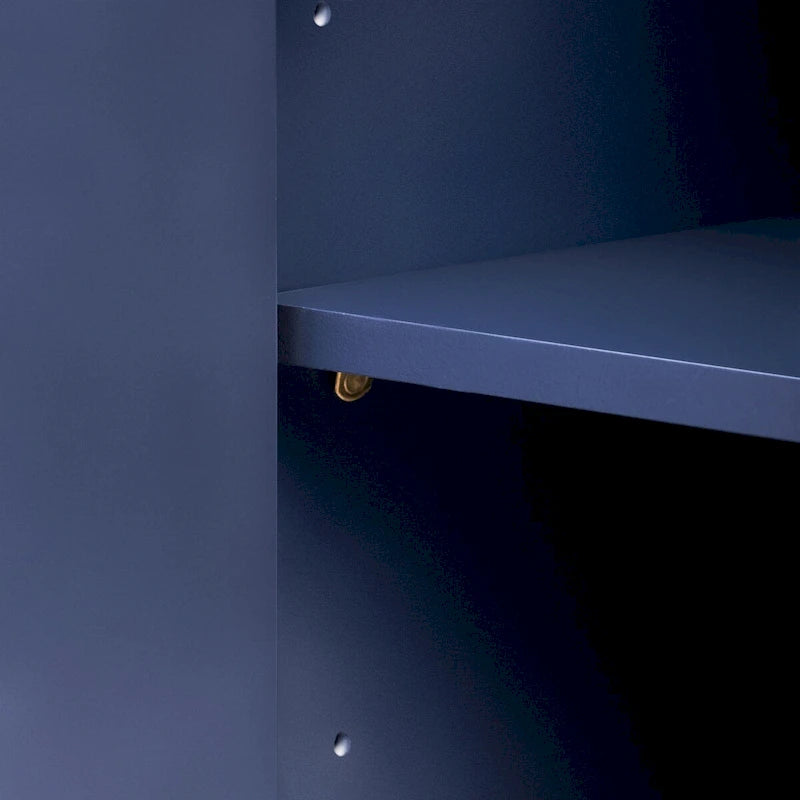 Mobile contenitore a 4 ante con pannelli ondulati – Blu navy / Bianco / Nero, ripiani regolabili, per 1 stanza