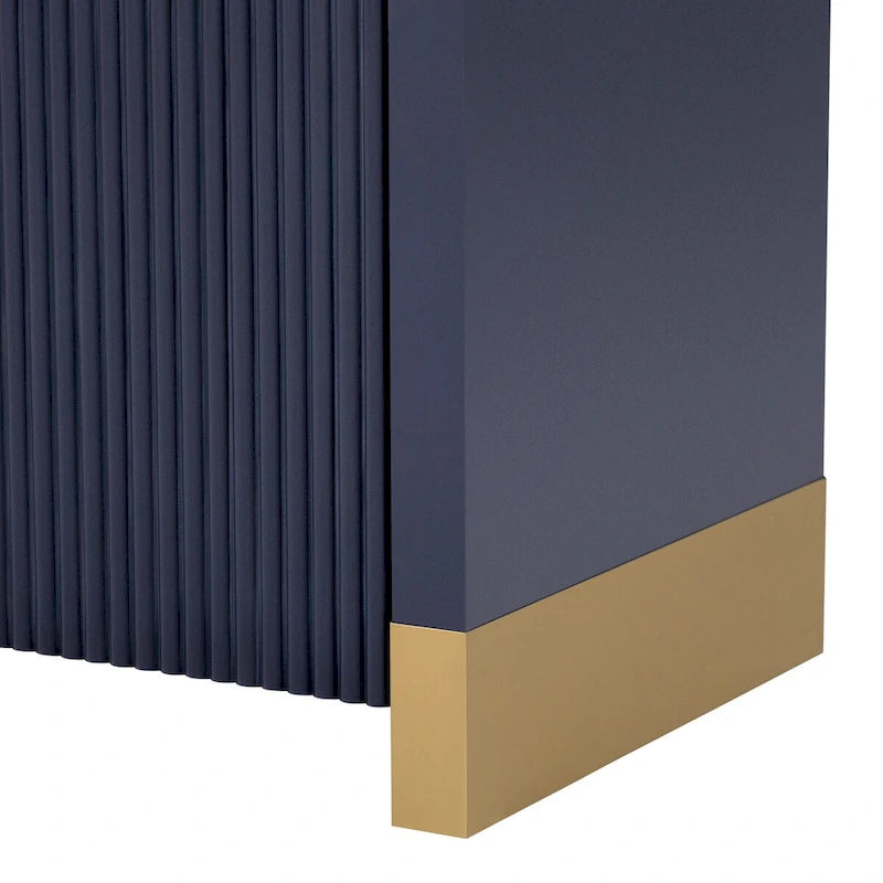 Mobile contenitore a 4 ante con pannelli ondulati – Blu navy / Bianco / Nero, ripiani regolabili, per 1 stanza