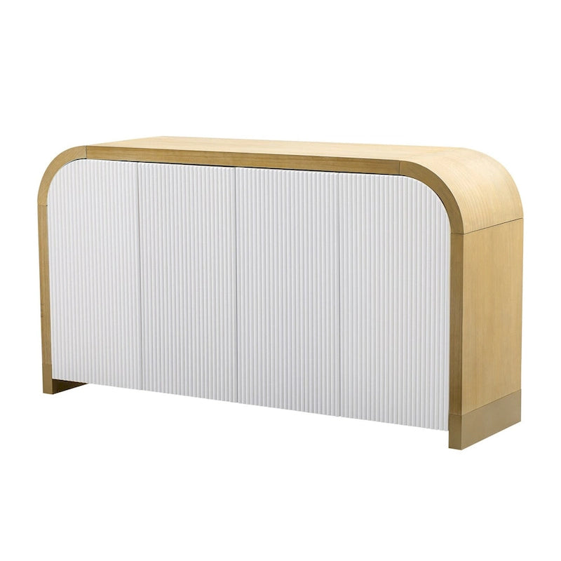 Mobile contenitore a 4 ante con pannelli ondulati – Blu navy / Bianco / Nero, ripiani regolabili, per 1 stanza