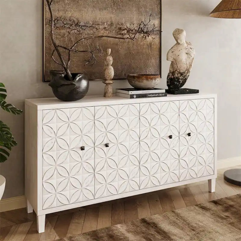 Credenza a 4 ante sbiancata