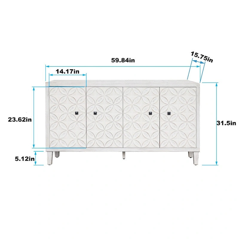 Credenza a 4 ante sbiancata