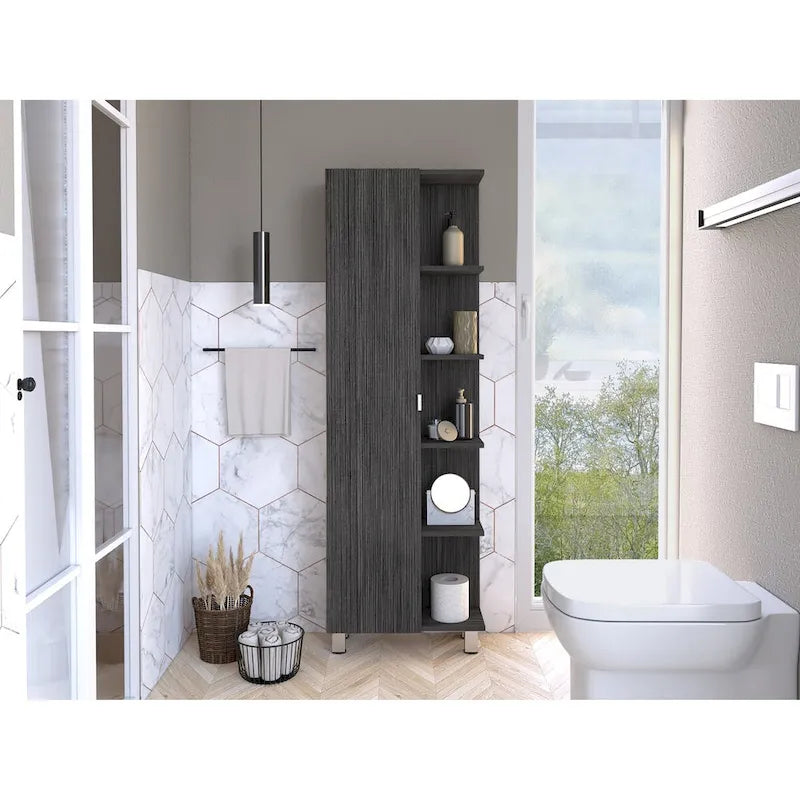 Linen Cabinet, Four Interior Shelves, Five External Shelves