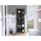 Mobiletto portabiancheria da terra beige/grigio con 4 ripiani interni e 5 esterni