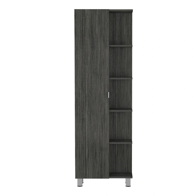 Mobiletto portabiancheria da terra beige/grigio con 4 ripiani interni e 5 esterni