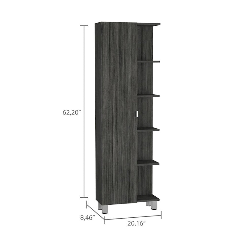 Mobiletto portabiancheria da terra beige/grigio con 4 ripiani interni e 5 esterni