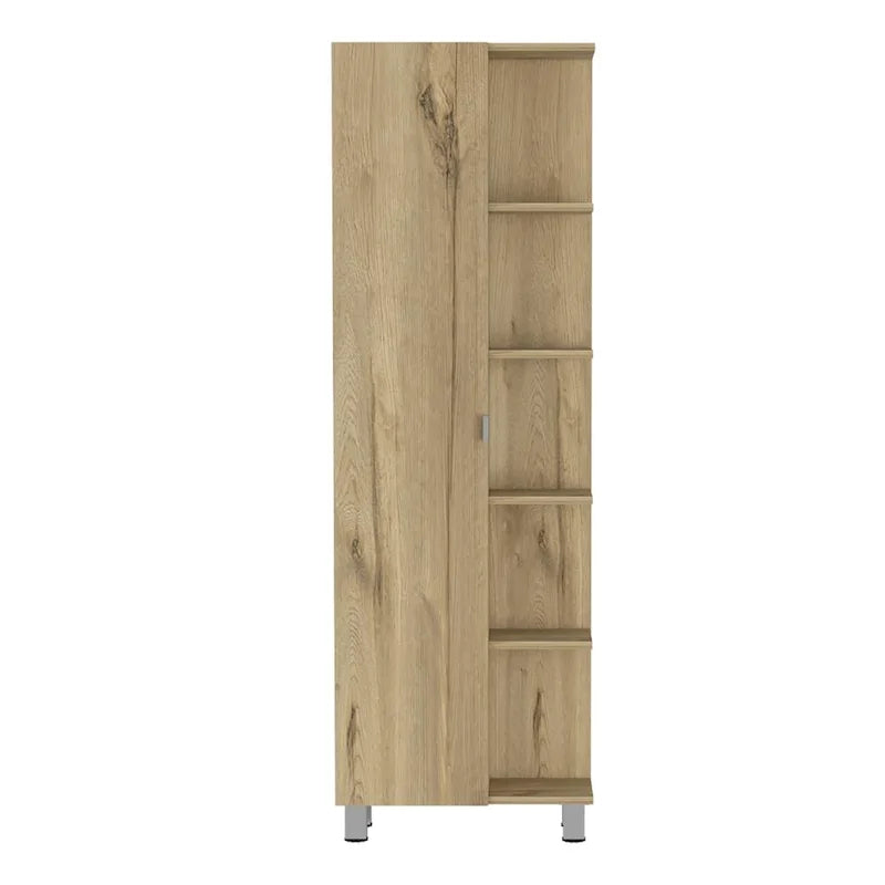 Mobiletto portabiancheria da terra beige/grigio con 4 ripiani interni e 5 esterni