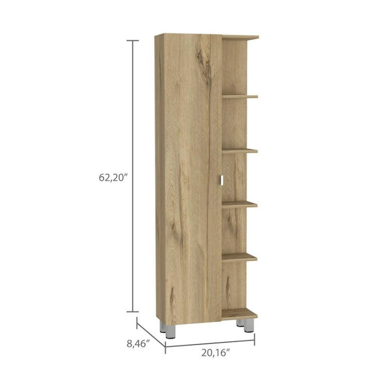 Mobiletto portabiancheria da terra beige/grigio con 4 ripiani interni e 5 esterni