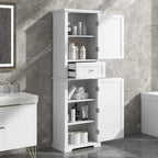 Mobiletto da bagno autoportante bianco/nero/grigio con cassetto e ripiano regolabile