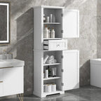 Freestanding Storage Cabinet with Drawer and Adjustable Shelf