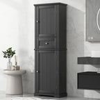 Mobiletto da bagno autoportante bianco/nero/grigio con cassetto e ripiano regolabile