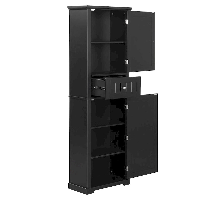 Mobiletto da bagno autoportante bianco/nero/grigio con cassetto e ripiano regolabile