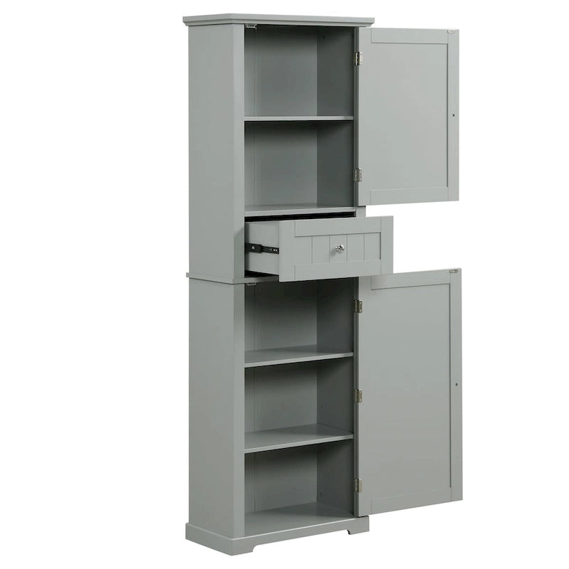 Mobiletto da bagno autoportante bianco/nero/grigio con cassetto e ripiano regolabile