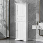 Mobiletto da bagno autoportante bianco/nero/grigio con cassetto e ripiano regolabile