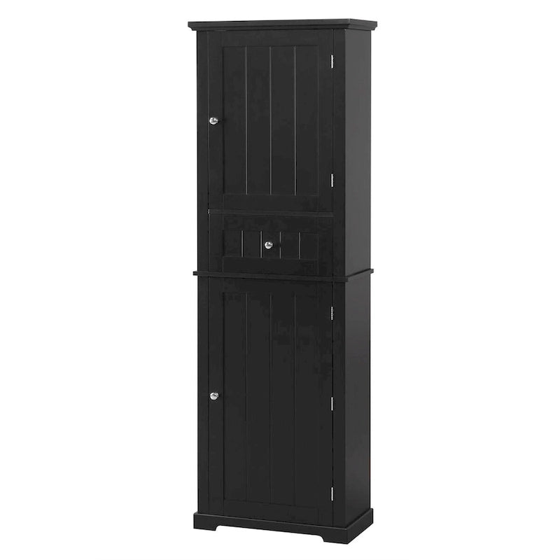 Mobiletto da bagno autoportante bianco/nero/grigio con cassetto e ripiano regolabile