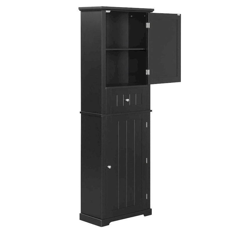 Mobiletto da bagno autoportante bianco/nero/grigio con cassetto e ripiano regolabile
