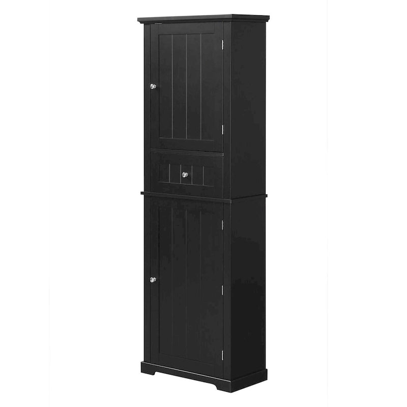 Mobiletto da bagno autoportante bianco/nero/grigio con cassetto e ripiano regolabile