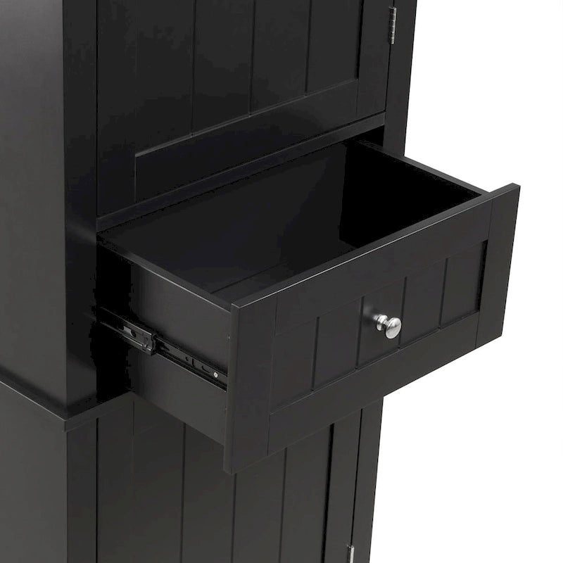 Mobiletto da bagno autoportante bianco/nero/grigio con cassetto e ripiano regolabile