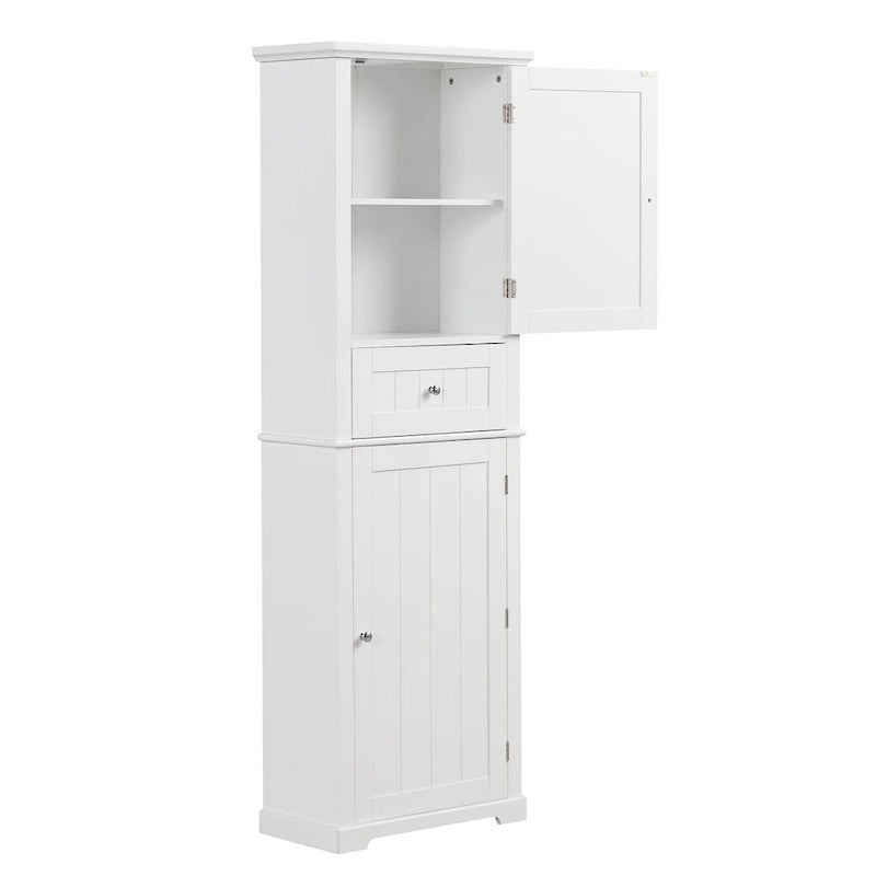 Mobiletto da bagno autoportante bianco/nero/grigio con cassetto e ripiano regolabile