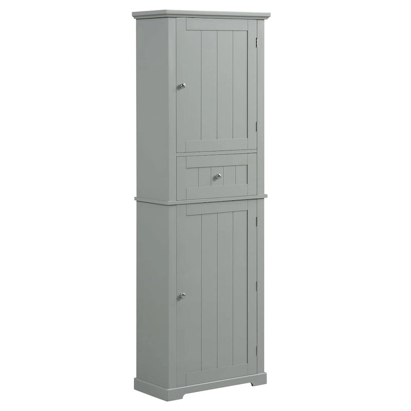 Mobiletto da bagno autoportante bianco/nero/grigio con cassetto e ripiano regolabile