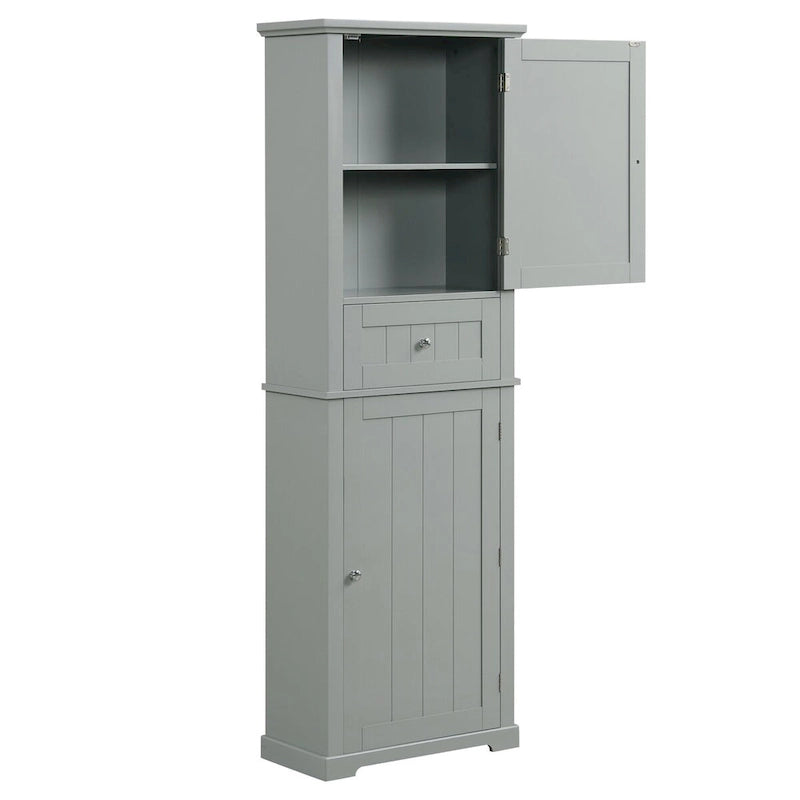 Mobiletto da bagno autoportante bianco/nero/grigio con cassetto e ripiano regolabile
