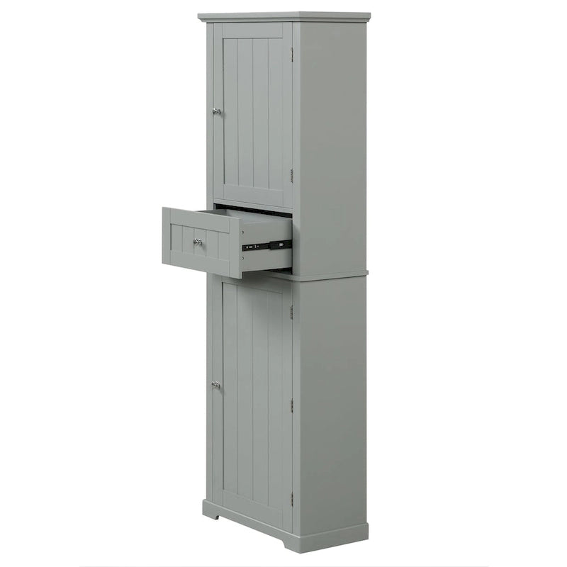 Mobiletto da bagno autoportante bianco/nero/grigio con cassetto e ripiano regolabile