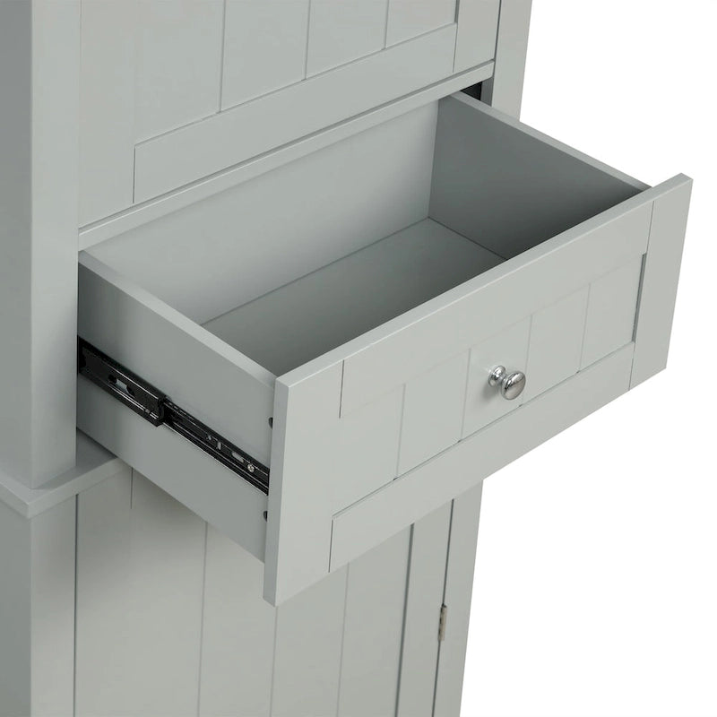 Mobiletto da bagno autoportante bianco/nero/grigio con cassetto e ripiano regolabile
