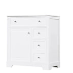 Mobile bagno bianco a lavabo singolo con lavello in ceramica, 1 anta e 2 cassetti
