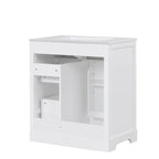 Mobile bagno bianco a lavabo singolo con lavello in ceramica, 1 anta e 2 cassetti