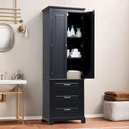 Mobiletto contenitore freestanding bianco / nero / grigio, 2 ante 3 cassetti, montaggio in 1 persona