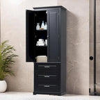 Mobiletto contenitore freestanding bianco / nero / grigio, 2 ante 3 cassetti, montaggio in 1 persona
