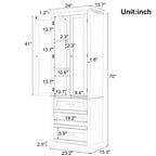 Mobiletto contenitore freestanding bianco / nero / grigio, 2 ante 3 cassetti, montaggio in 1 persona