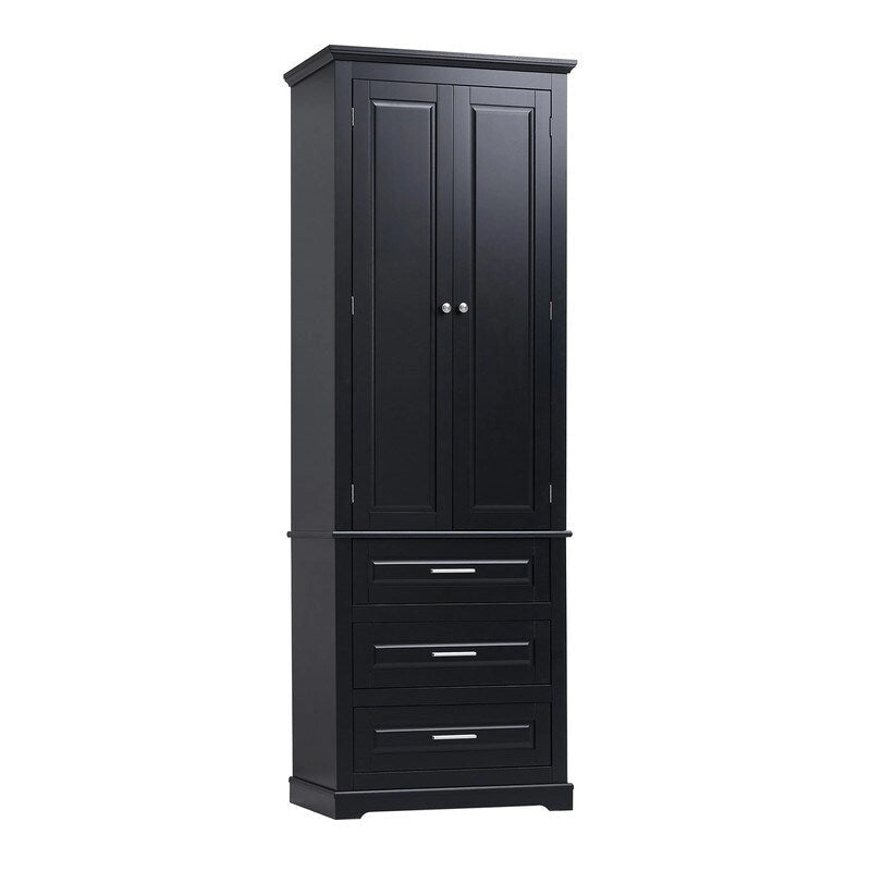 Mobiletto contenitore freestanding bianco / nero / grigio, 2 ante 3 cassetti, montaggio in 1 persona