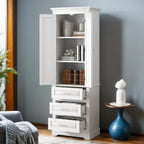 Mobiletto contenitore freestanding bianco / nero / grigio, 2 ante 3 cassetti, montaggio in 1 persona