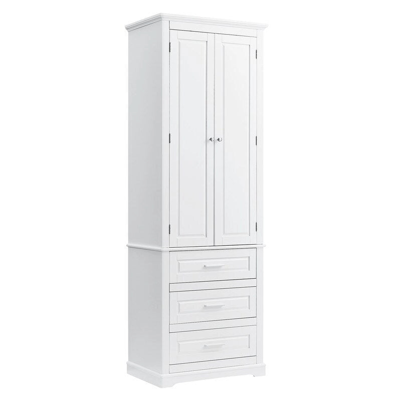 Mobiletto contenitore freestanding bianco / nero / grigio, 2 ante 3 cassetti, montaggio in 1 persona