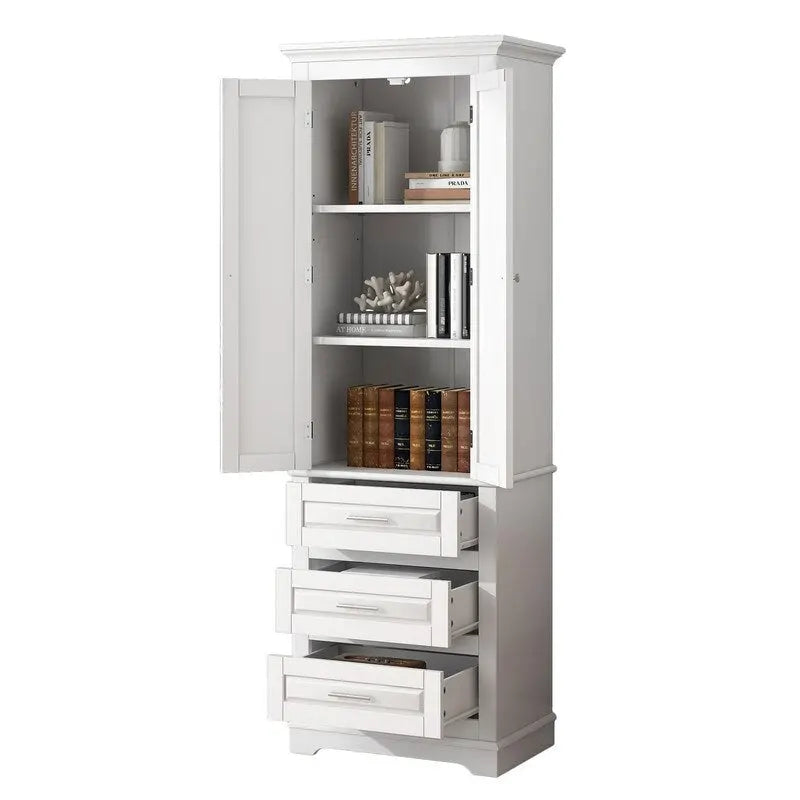 Mobiletto contenitore freestanding bianco / nero / grigio, 2 ante 3 cassetti, montaggio in 1 persona