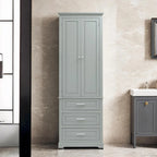 Mobiletto contenitore freestanding bianco / nero / grigio, 2 ante 3 cassetti, montaggio in 1 persona