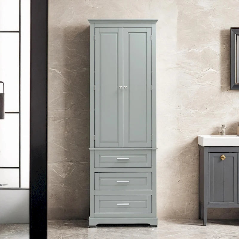 Mobiletto contenitore freestanding bianco / nero / grigio, 2 ante 3 cassetti, montaggio in 1 persona