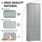 Mobiletto contenitore freestanding bianco / nero / grigio, 2 ante 3 cassetti, montaggio in 1 persona