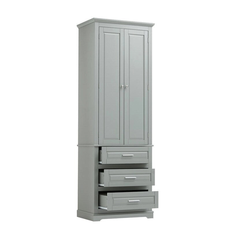 Mobiletto contenitore freestanding bianco / nero / grigio, 2 ante 3 cassetti, montaggio in 1 persona
