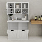 Mobile bagno alto a 2 scomparti inclinabili per la biancheria, stile moderno bianco