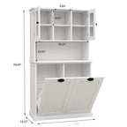 Mobile bagno alto a 2 scomparti inclinabili per la biancheria, stile moderno bianco