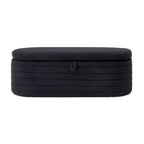 Panca contenitore imbottita in sherpa beige/nero – Pouf plissettato, 1 posto