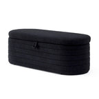 Panca contenitore imbottita in sherpa beige/nero – Pouf plissettato, 1 posto